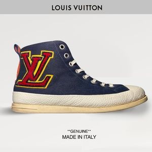 Louis Vuitton Men's Suede / Leather High–Top Sneakers Size 8.5 / 10 U.S.